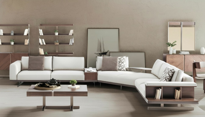 Fabric sofa, corner sofa, L-shaped sofa, fabric sofas, gray, modern furniture, couches