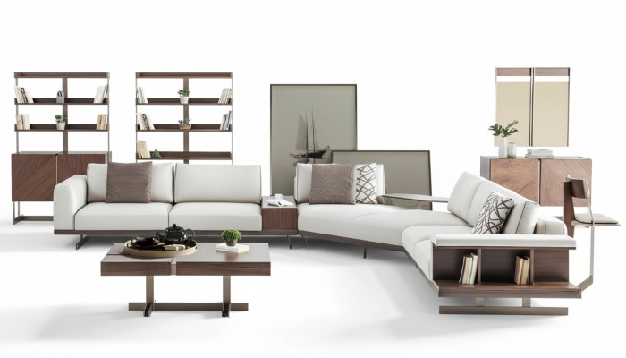 Fabric sofa, corner sofa, L-shaped sofa, fabric sofas, gray, modern furniture, couches