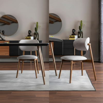 Set of 4 dining chairs, kitchen chair without armrests, fabric grey