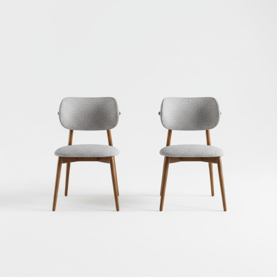 Set of 4 dining chairs, kitchen chair without armrests, fabric grey