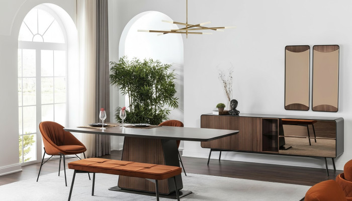 Dining nook dining set dining room dining table chairs sideboard 9 pieces wood brown