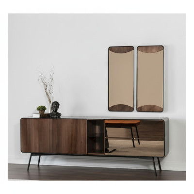 Sideboard dresser sideboard mirror wood modern brown set furniture