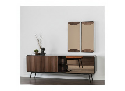 Sideboard dresser sideboard mirror wood modern brown set furniture