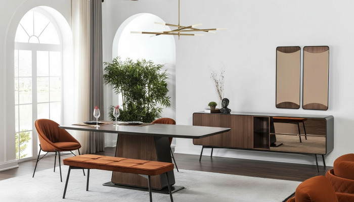 Dining set dining room dining table table chairs set 7-piece wood brown new
