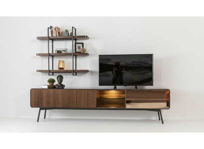 RTV lowboard, TV stand, shelves, sideboard, living room, wood, brown, modern