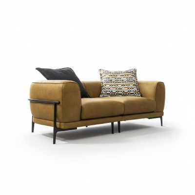 Modern two-seater sofa 2-seater sofas modern yellow faux leather couch design