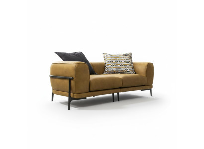 Modern two-seater sofa 2-seater sofas modern yellow faux leather couch design
