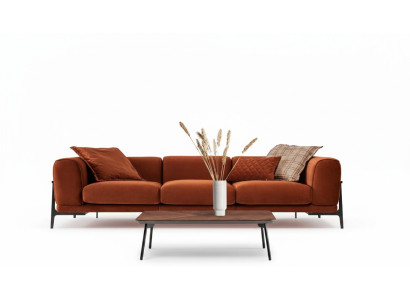Three-seater sofa 3-seat fabric sofa modern red fabric couch orange