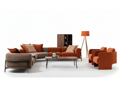 Modern sectional sofa L-shaped couch fabric sofas stainless steel living room furniture new