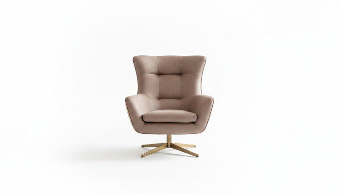 Modern armchair wingback luxury cocktail chair beige faux leather new