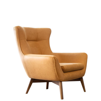 Armchair Wingback Armchair Cocktail Chair Modern Design Faux Leather Yellow