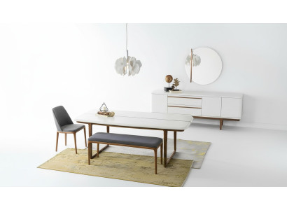 Dining nook dining set dining room dining table chairs sideboard 10-piece wood white