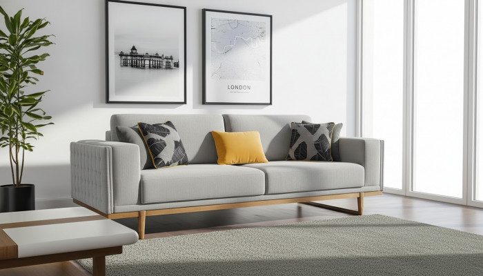 Three-seater sofa 3-seater fabric sofa sofas modern gray fabric couch new