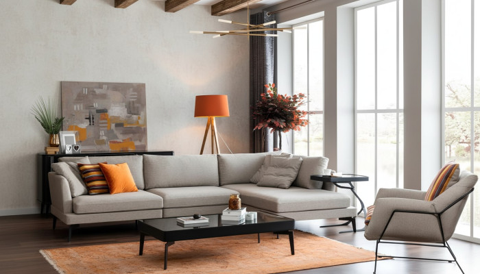 Sofa set L-shape couch armchair gray sofa modern furniture corner sofa set new