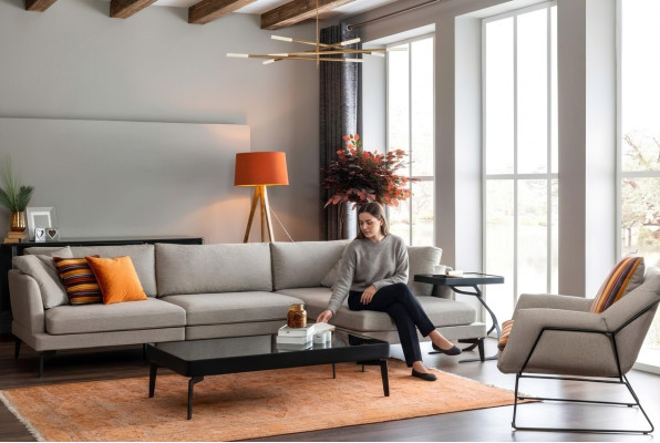 Fabric sofa corner sofa L-shape sofa sofas gray fabric living room modern corner