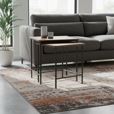 Luxury Side Tables Coffee Table Modern Wooden Table Complete Set Brown New