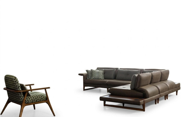 Living Room Set Luxury Furniture L-Shaped Sofa Armchair Textile Furniture Set New