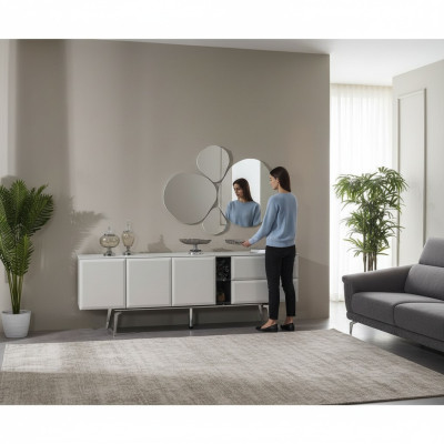 Sideboard with mirror dresser white console table modern wood set