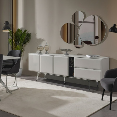 Sideboard with mirror dresser white console table modern wood set