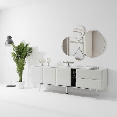 Sideboard with mirror dresser white console table modern wood set