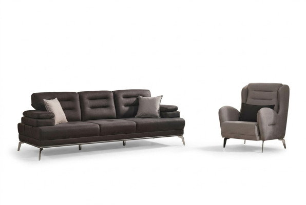 Sofa Set 3+1 Seater Furniture Sofa Armchair Fabric Black Modern Set