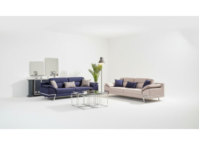 Three-seater suite sofa set 3-seat fabric luxury blue set suites