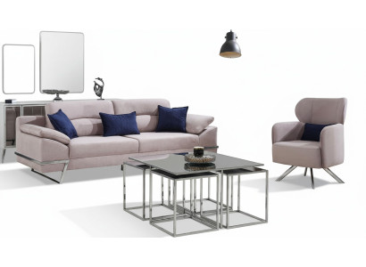 Group Living Room Sofa Set 3+1 Seater Seating Group Grey Suites