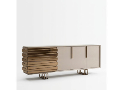 Sideboard Cabinet Chest Wood Cupboard Beige Gold Luxury Living Room