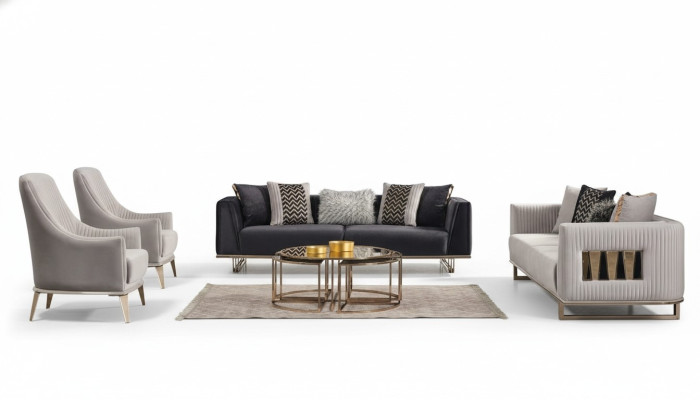 Couch Set Sofa Set Three-seater Armchair Gray Fabric Sofa Set 4pcs