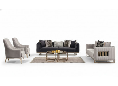 Couch Set Sofa Set Three-seater Armchair Gray Fabric Sofa Set 4pcs