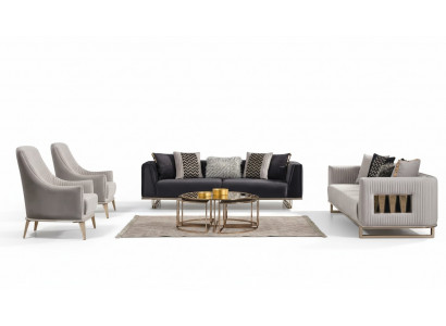 Sofa set Couch set Three-seater Armchair Grey Fabric sofa set 3-piece