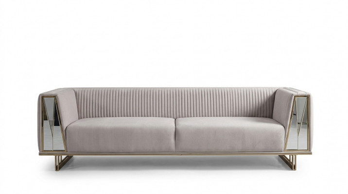 Modern Set Three-Seater Fabric Sofa Gray Blue Set 2-piece Sofa Design