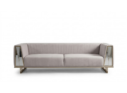 Modern Set Three-Seater Fabric Sofa Gray Blue Set 2-piece Sofa Design