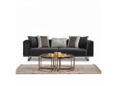 Three-seater sofa, upholstered sofa, modern blue sofas, fabric sofa, wood, fabric.