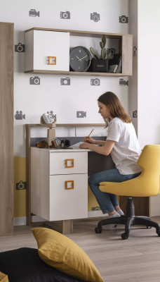 Children's Room Desk Set 2-Piece Shelf Computer Wood White