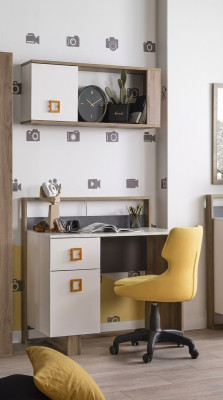 Children's Room Desk Set 2-Piece Shelf Computer Wood White