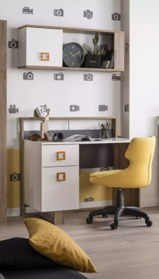 Desk Children's Room Set 3-Piece Shelf Computer Wood Chair Yellow New