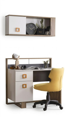 Desk Children's Room Set 3-Piece Shelf Computer Wood Chair Yellow New