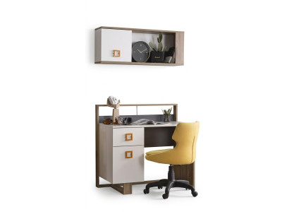 Desk Children's Room Set 3-Piece Shelf Computer Wood Chair Yellow New