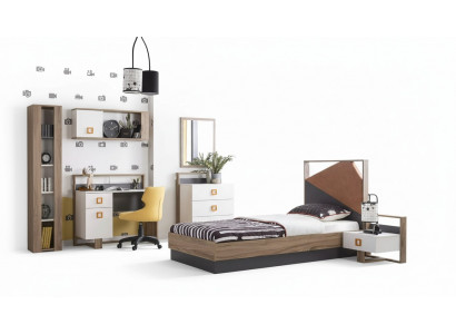 Children's room set children's bed kids' furniture bed wood gray set of 6 pieces