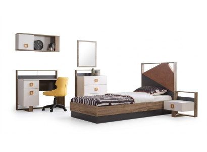Bed frame children's bed children's furniture children's room bed wood gray set 6 pieces