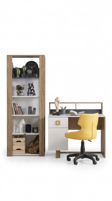 Children's desk, desk, bookshelf, wood, brown, 2-piece set, office