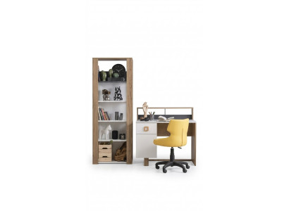 Children's desk, desk, bookshelf, wood, brown, 2-piece set, office