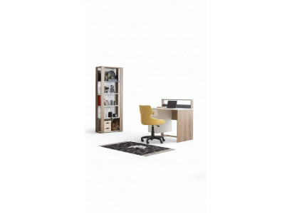 Children's desk desk bookshelf wood brown set 3-piece armchair