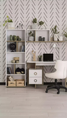 Children's desk desk bookshelf wood white 3-piece set design