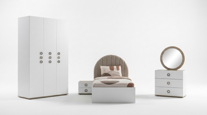 Complete children's bedroom set bed children's furniture wood white 5-piece set