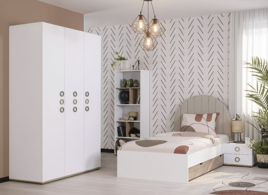 Design children's room complete bed children's furniture wood white set 4-piece new