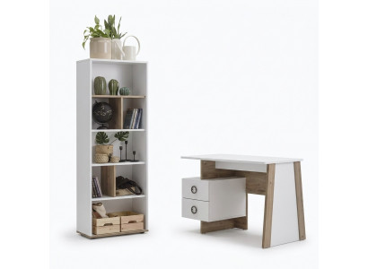 Children's Room Desk Set 2-piece Shelf Computer Wood White