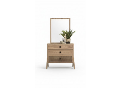 Complete dresser with mirror, wood brown, 2-piece children's room cabinet