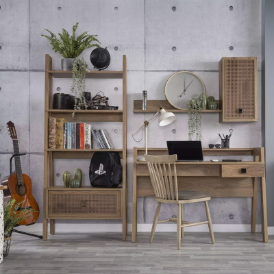 Children's desk desk bookshelf wood brown set of 3 shelves